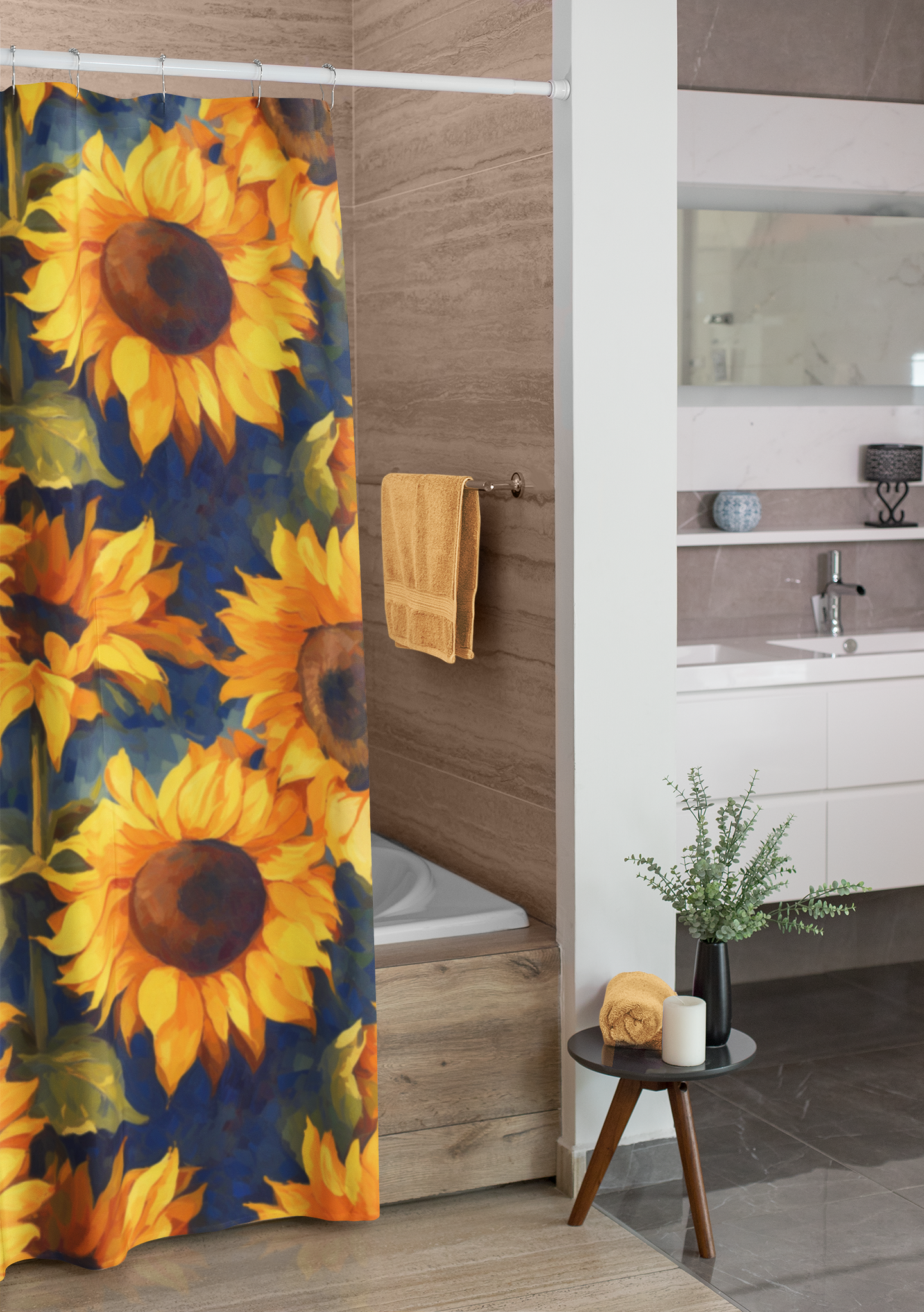 Wildflower Shower Curtain, Retro Shower Curtain, Botanical Shower Curtain, Boho Bathroom Decor