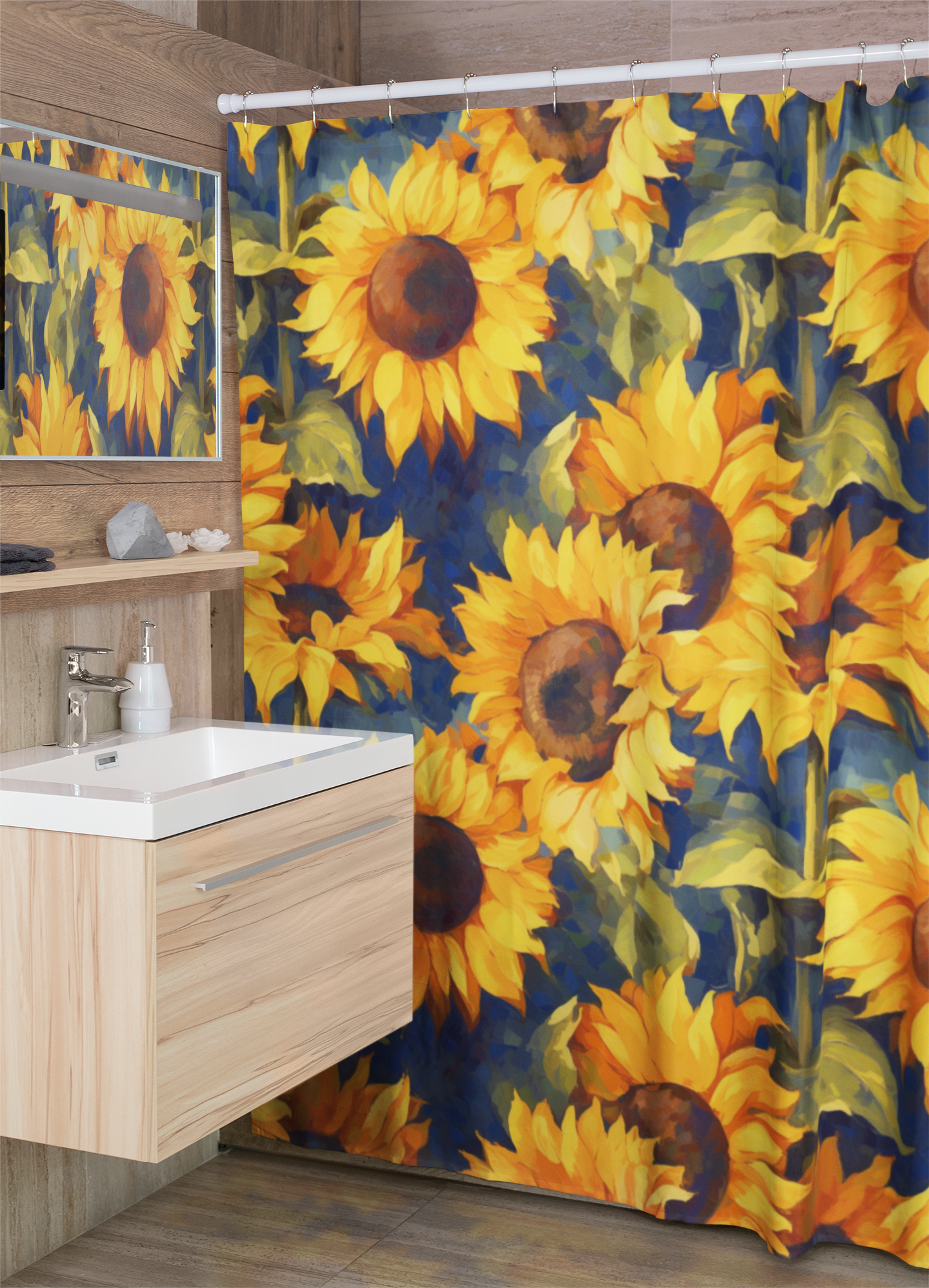 Wildflower Shower Curtain, Retro Shower Curtain, Botanical Shower Curtain, Boho Bathroom Decor