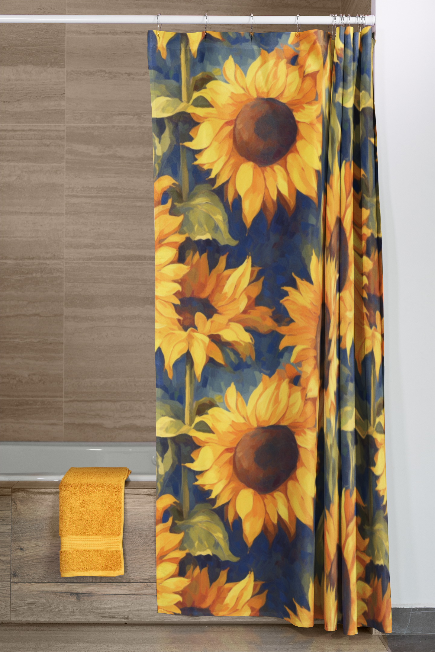 Wildflower Shower Curtain, Retro Shower Curtain, Botanical Shower Curtain, Boho Bathroom Decor
