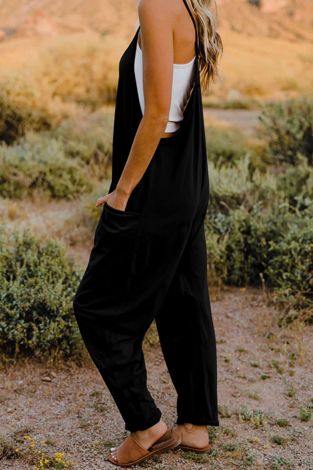 V-Neck Jumpsuit with Pockets,