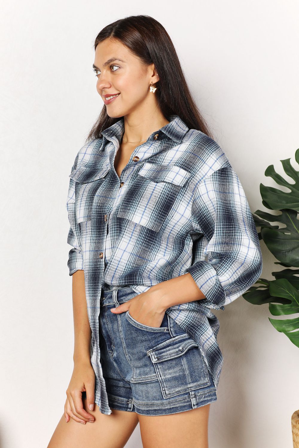 Womens Plaid Long Sleeve Shirt