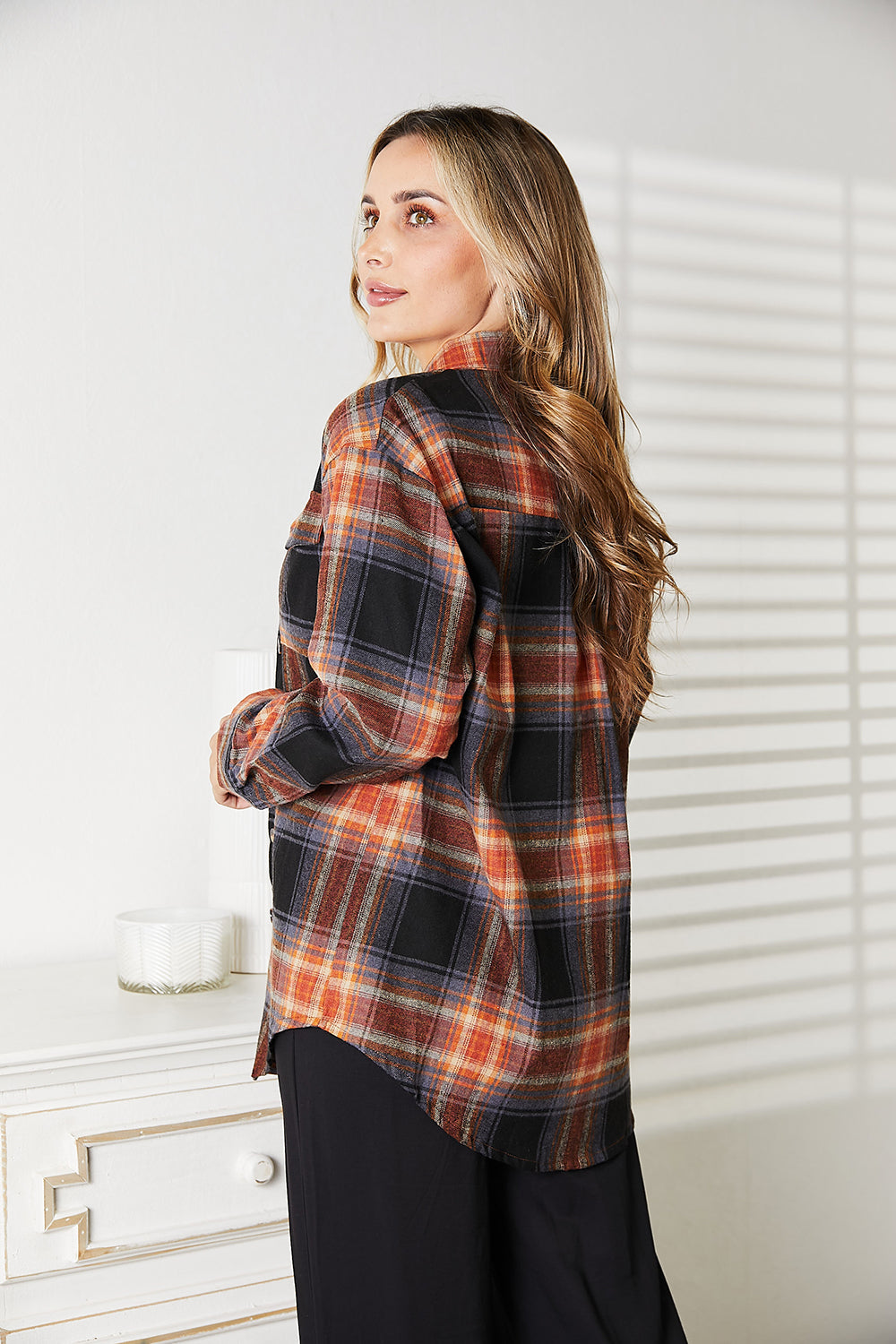 Womens Plaid Long Sleeve Shirt