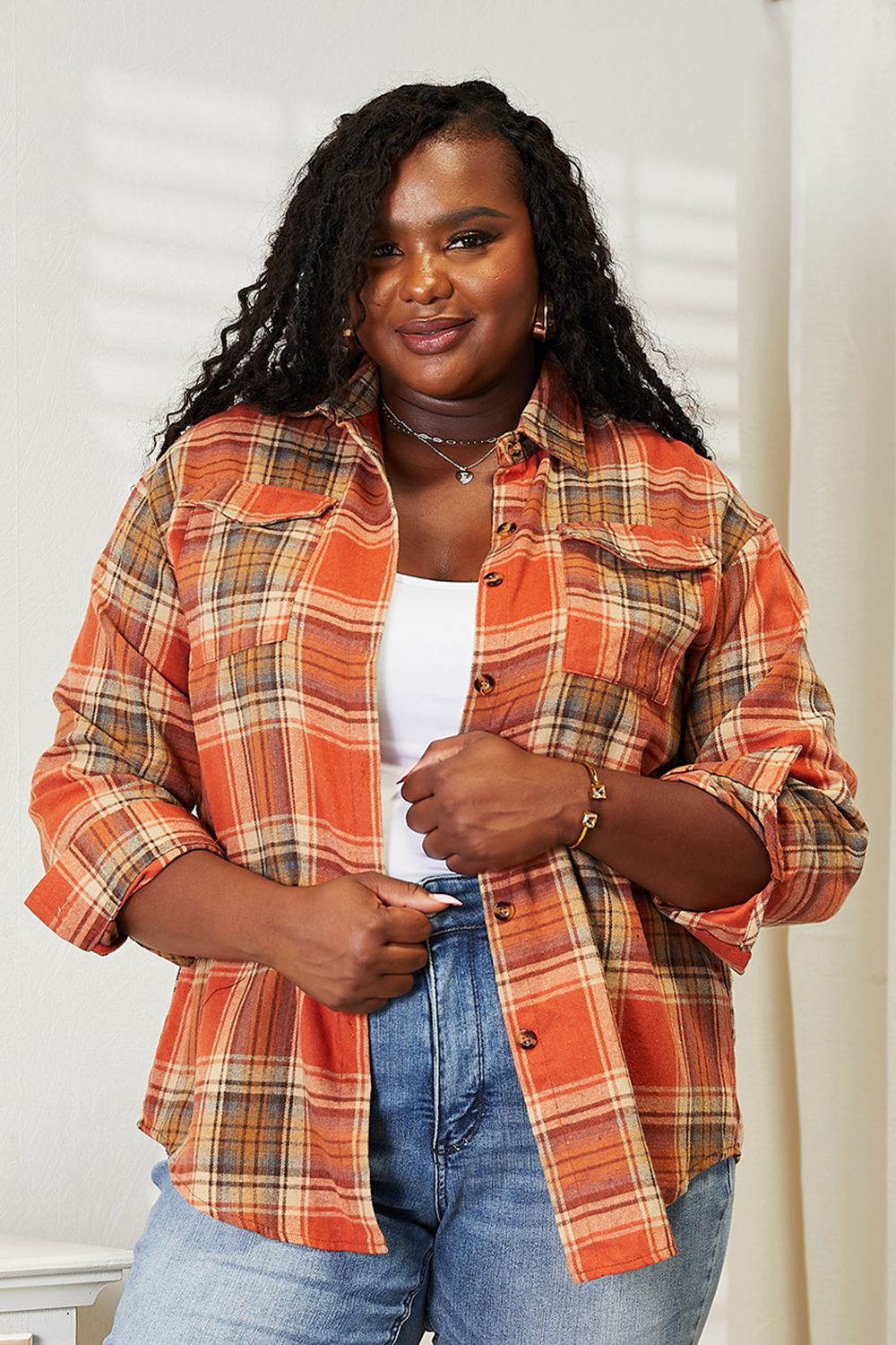 Womens Plaid Long Sleeve Shirt