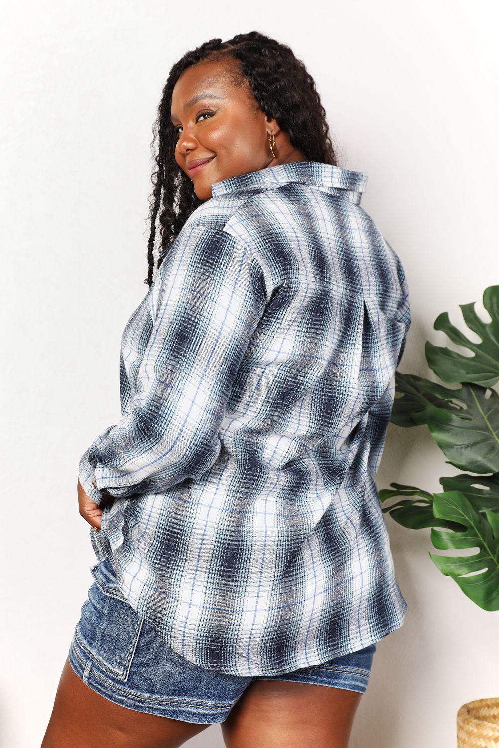 Womens Plaid Long Sleeve Shirt
