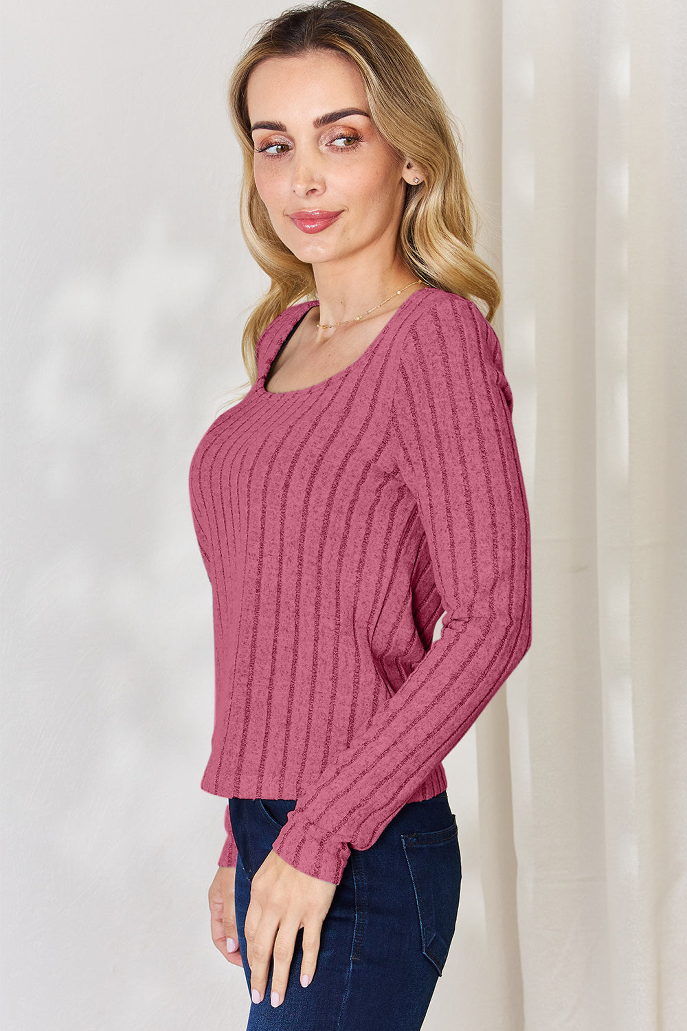 Women’s Full Size Ribbed Long Sleeve T-Shirt