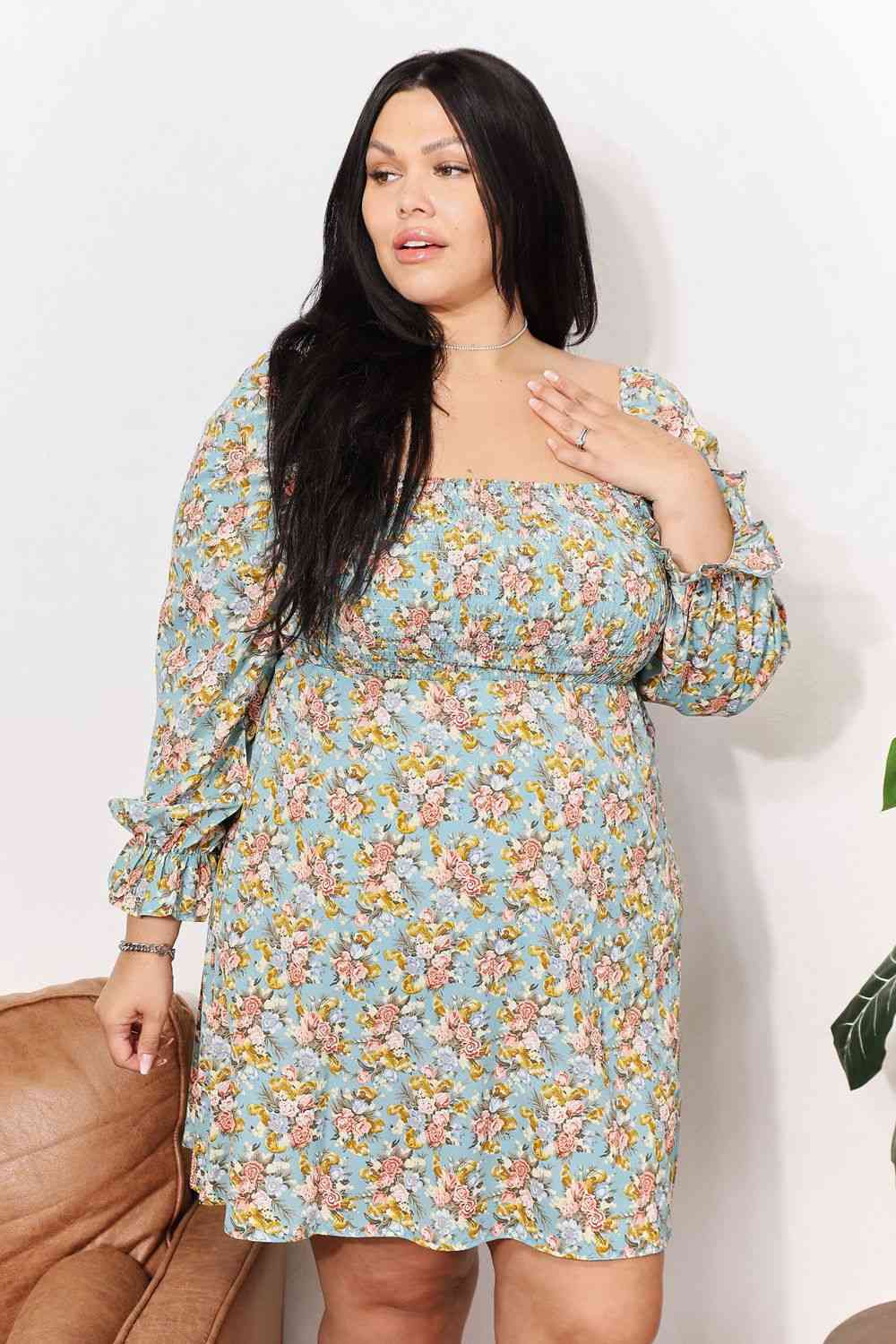Floral Long Sleeve Mini Dress