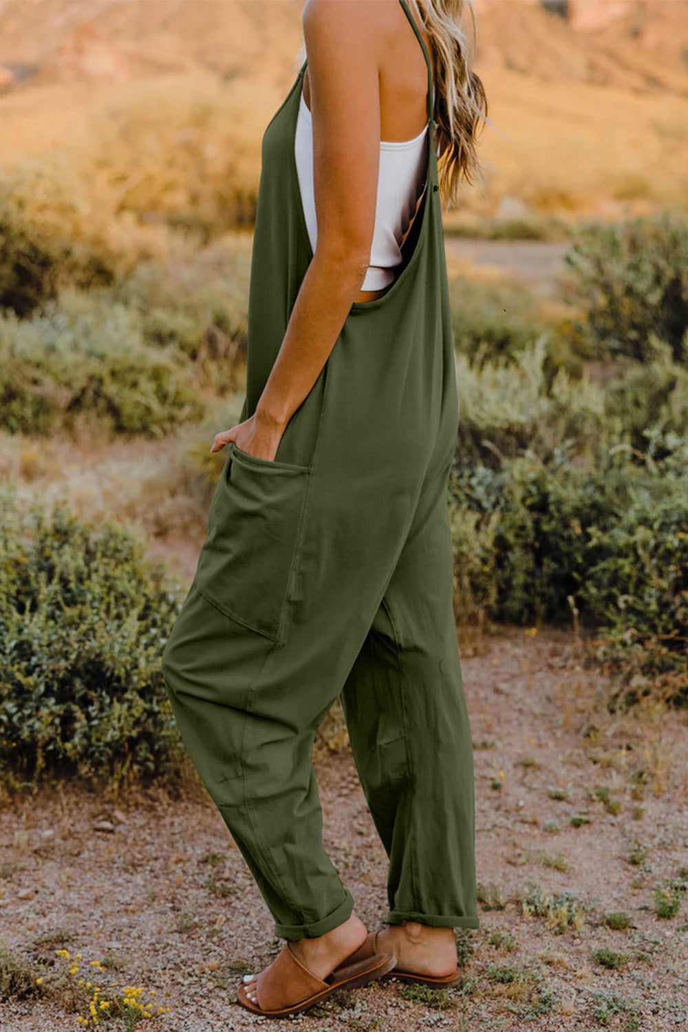 V-Neck Jumpsuit with Pockets,