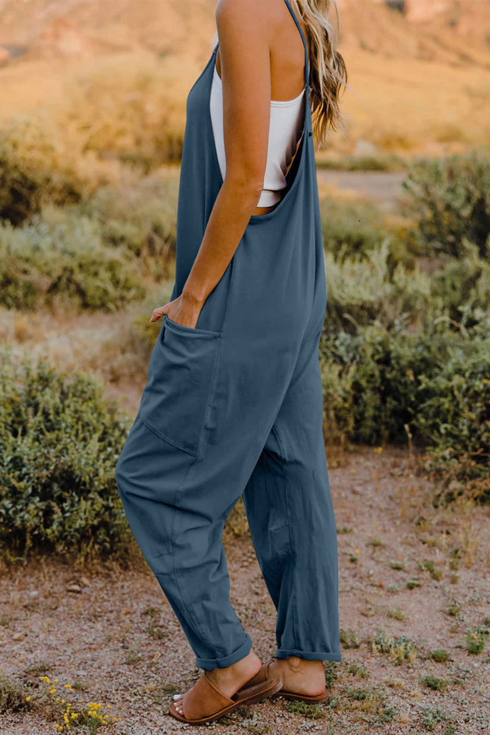 V-Neck Jumpsuit with Pockets,