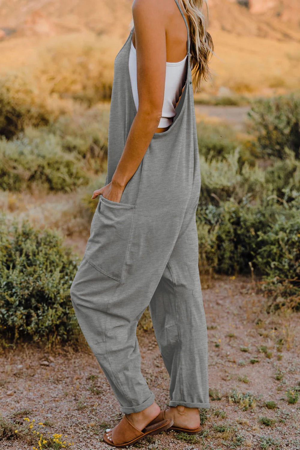 V-Neck Jumpsuit with Pockets,