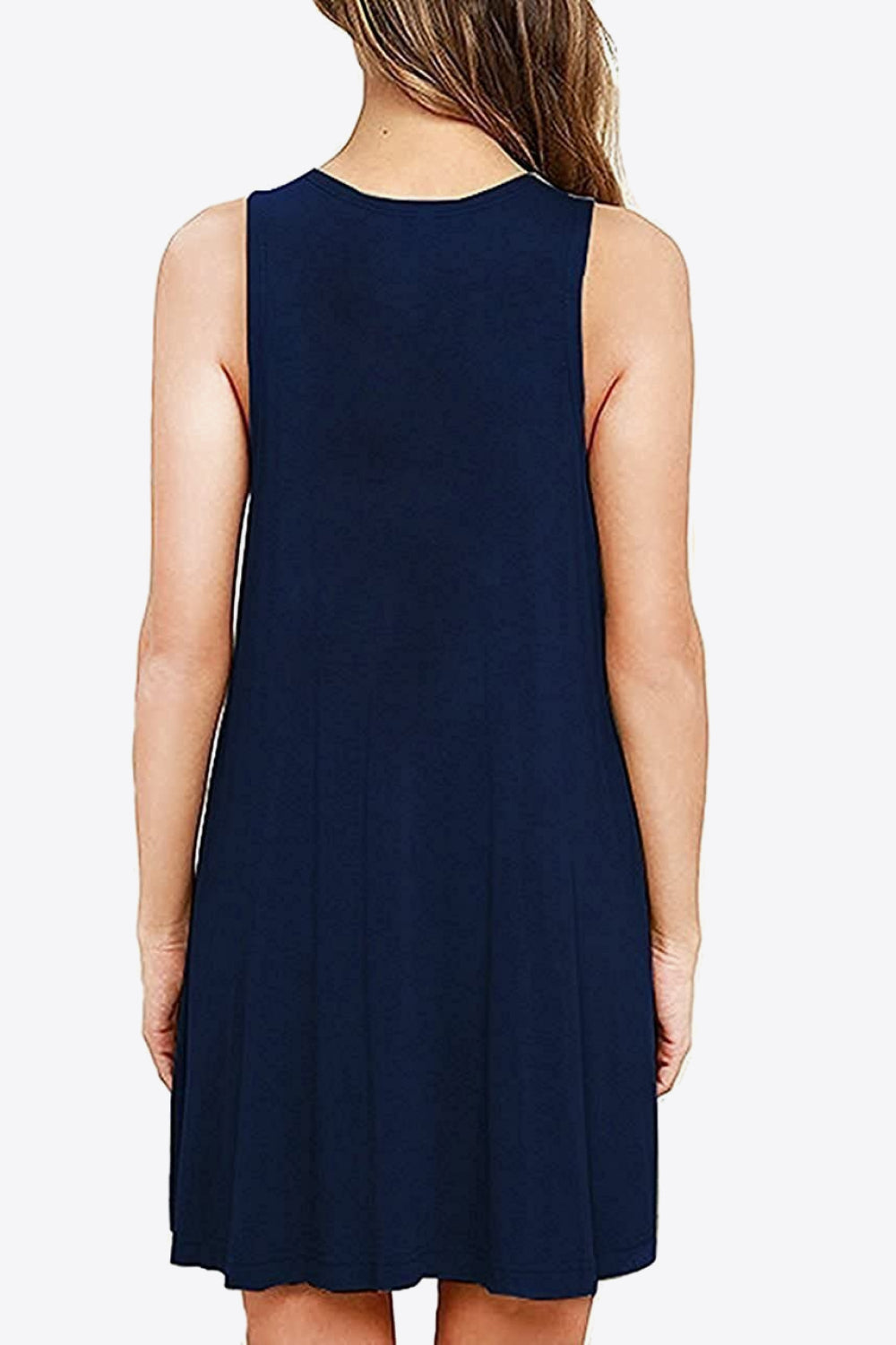 Sleeveless Dress with Pockets - Full Size Round Neck - Comfortable and Stylish