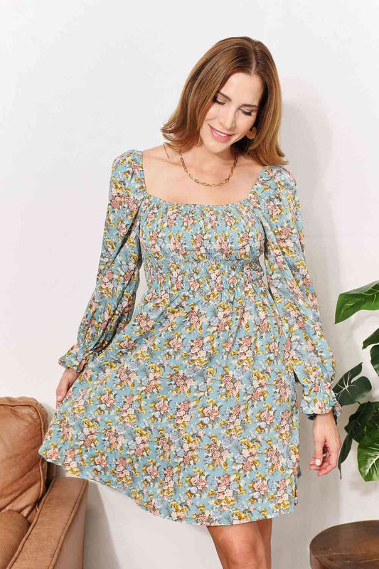 Floral Long Sleeve Mini Dress