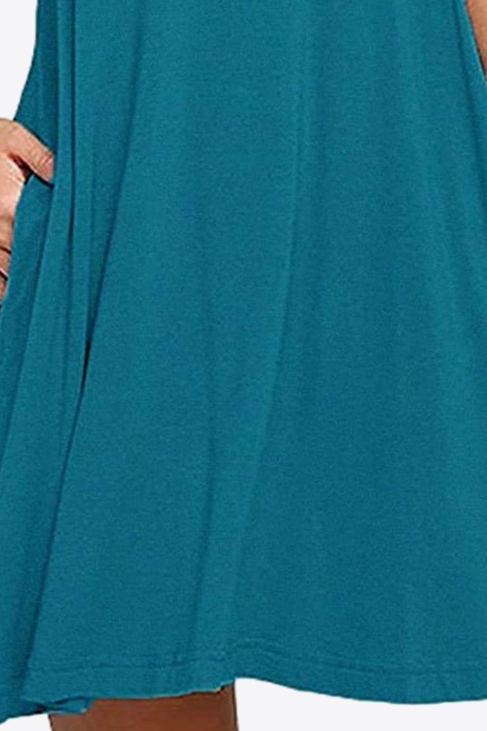 Sleeveless Dress with Pockets - Full Size Round Neck - Comfortable and Stylish