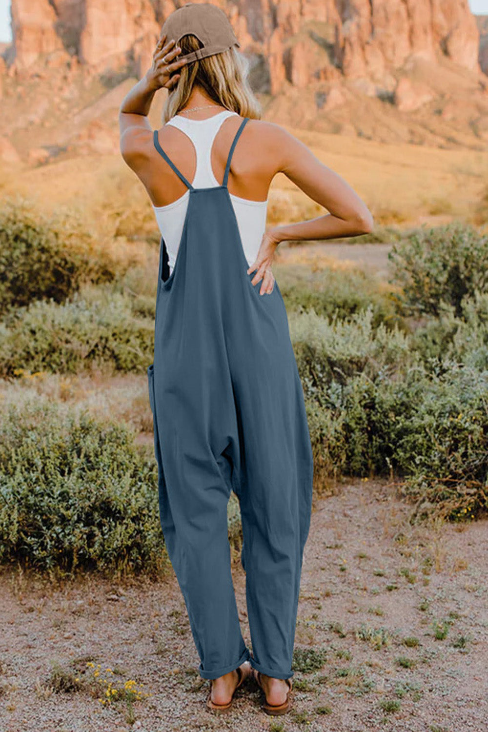 V-Neck Jumpsuit with Pockets,