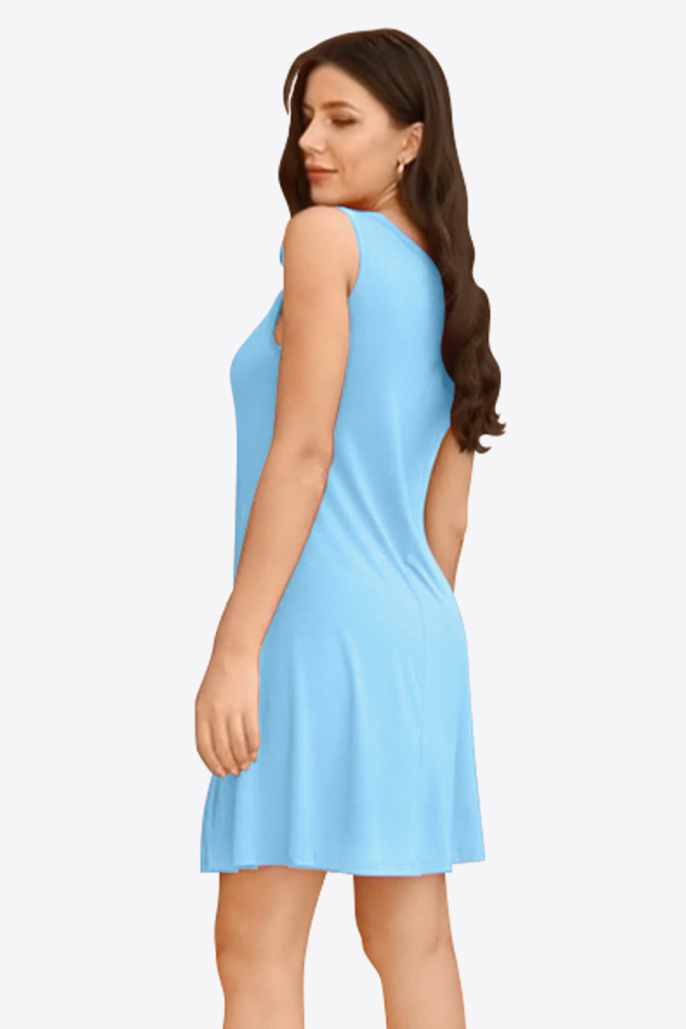 Sleeveless Dress with Pockets - Full Size Round Neck - Comfortable and Stylish