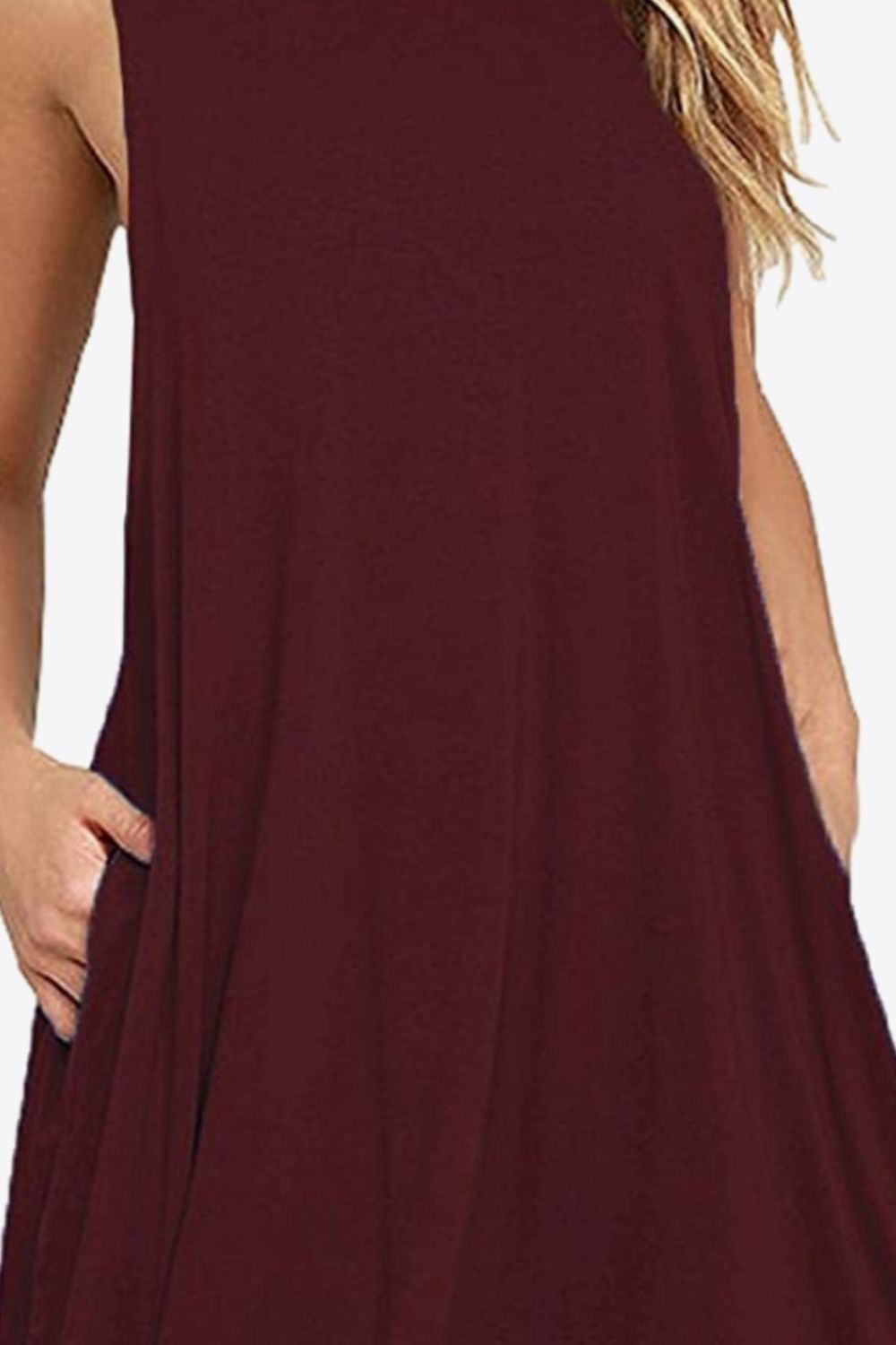 Sleeveless Dress with Pockets - Full Size Round Neck - Comfortable and Stylish