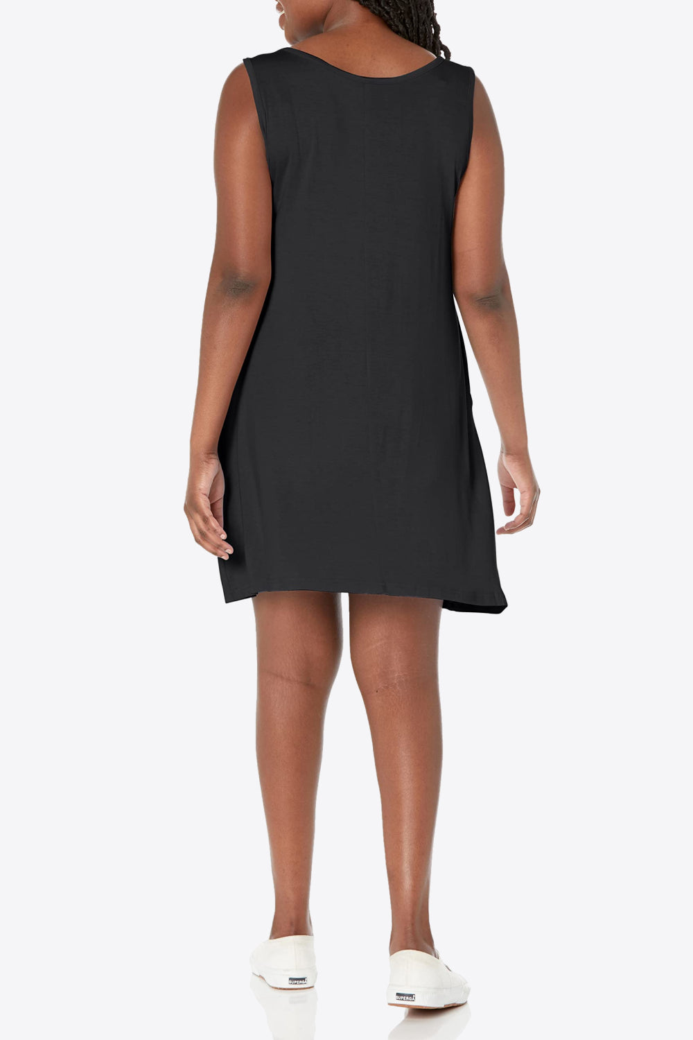 Sleeveless Dress with Pockets - Full Size Round Neck - Comfortable and Stylish